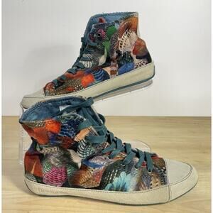 Desigual High Top Sneaker Patchwork Feather Women SZ 40 Bubblegum 26KS413
